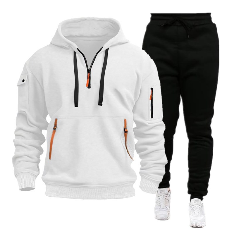 Men's Multi-Pocket Zip-Up Hoodie & Sweatpants Set