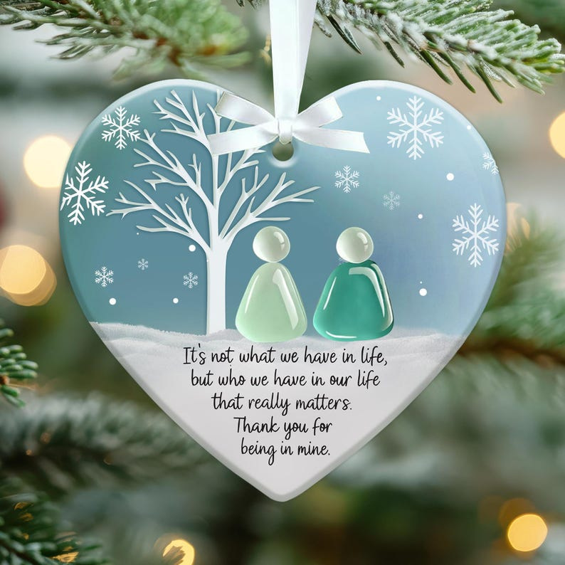🌊Heart Sea Glass Friendship BFF Ornament