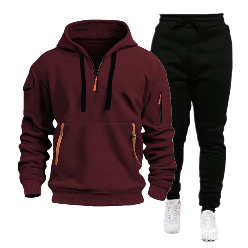 Men's Multi-Pocket Zip-Up Hoodie & Sweatpants Set