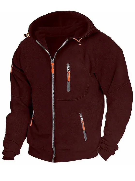 Men's Zip Up Vacation Streetwear Fleece  Hoodie Jacket