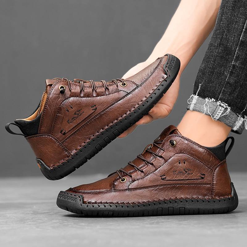 Men’s Rugged Vintage Leather Hiking Boots – Durable, Waterproof & Non-Slip Comfort