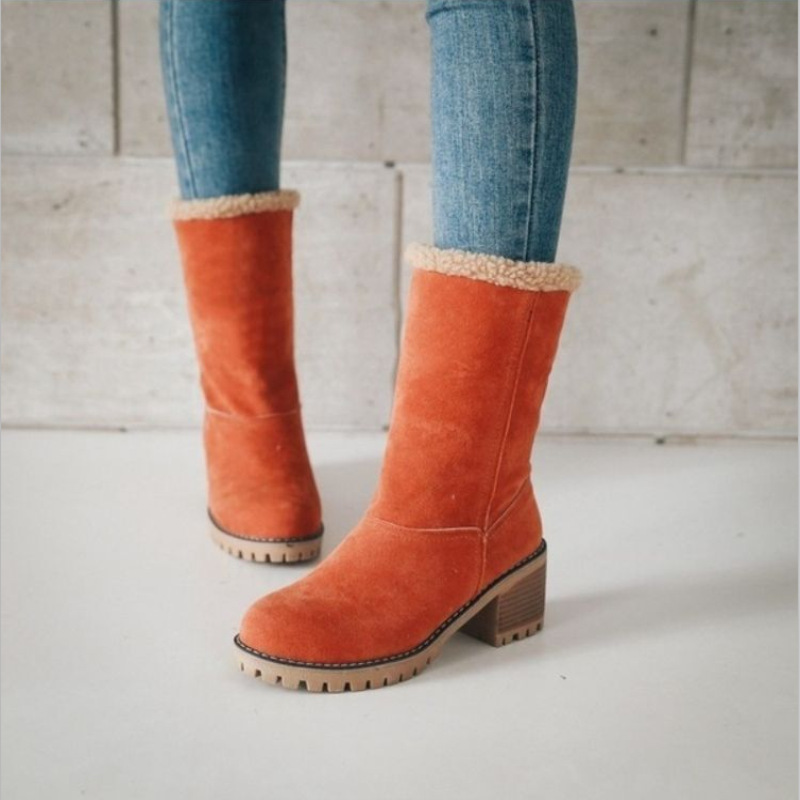 Women's Chunky Heel Round Toe Snow Boots