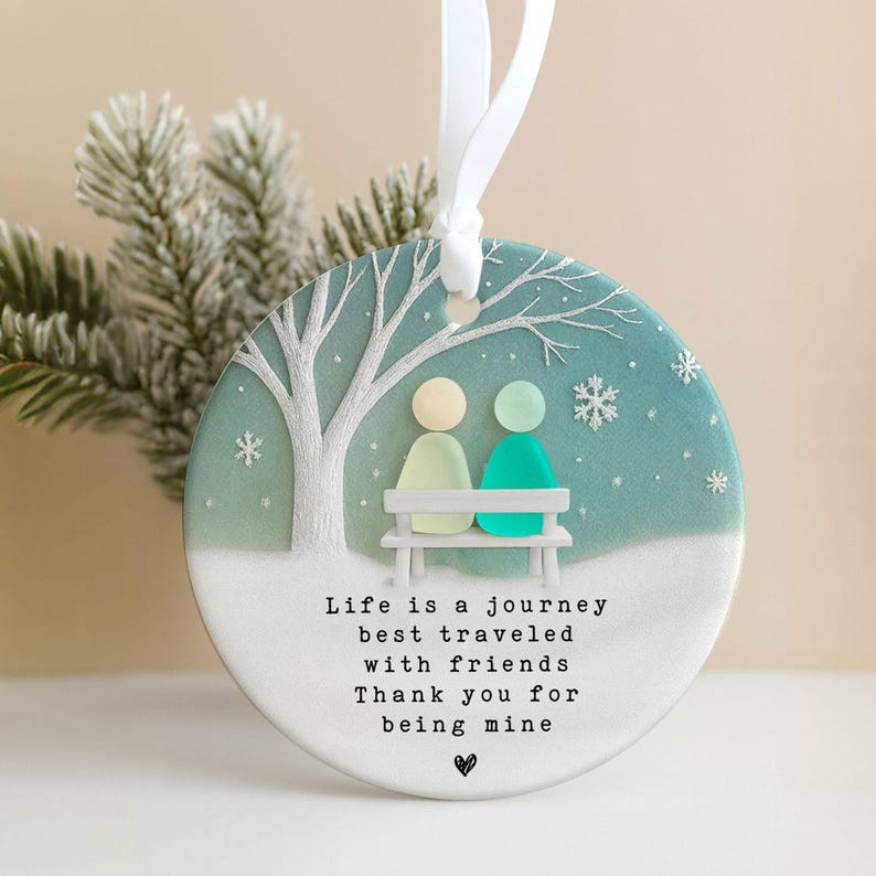 Friends We Meet Along the Way Sea Glass Ornament