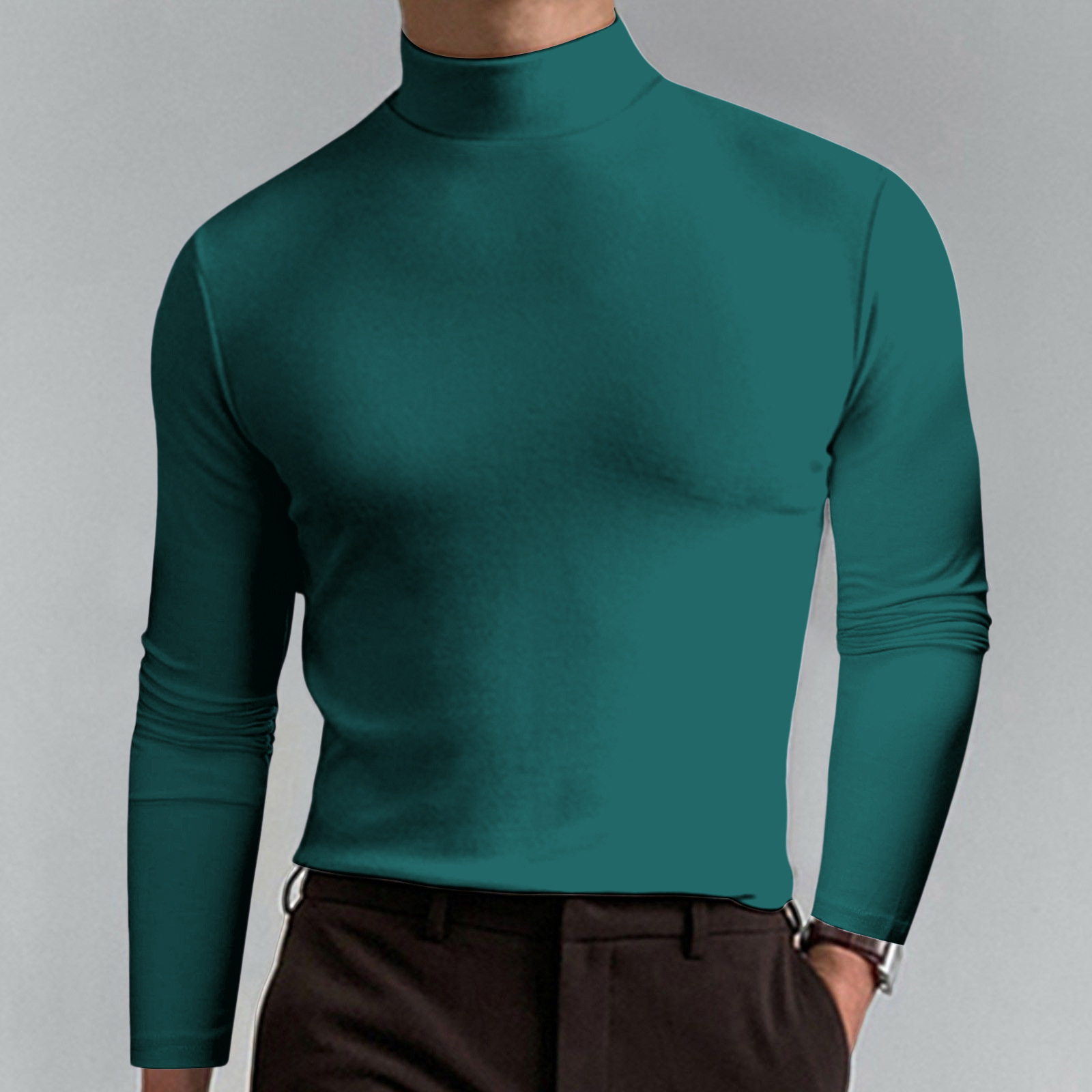 🎁Hot Sale🎁2024 New In💝Mens High Neck Slim Fit Long Sleeve T-shirt