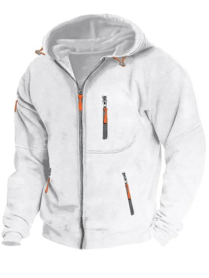 Men's Zip Up Vacation Streetwear Fleece  Hoodie Jacket