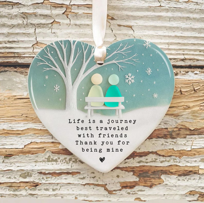🌊Heart Sea Glass Friendship BFF Ornament