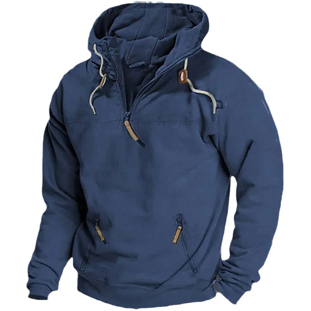 Men's Athleisure Loose Solid Color Hoodie Coat