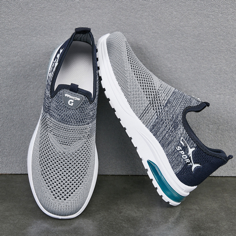 Men's Non-slip Breathable Casual Shoes - Lightweight Soft Sole Foot Shoes, Flying Knit Sneakers