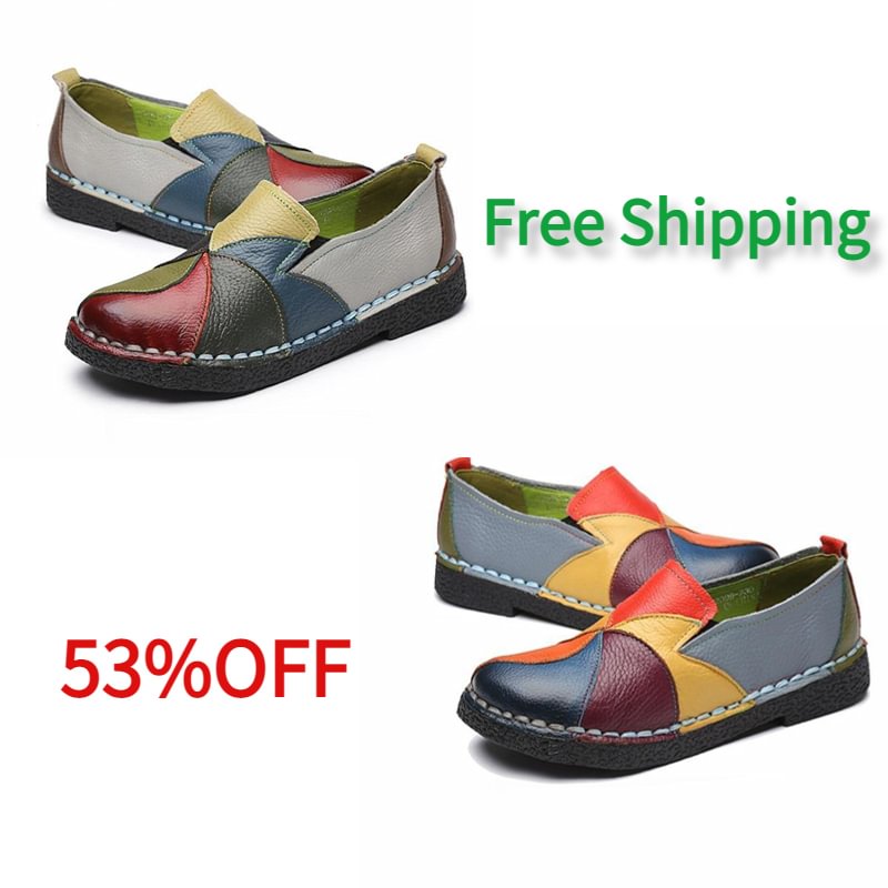 Top layer cowhide -Premium Colorblock Slip-On Work Loafers