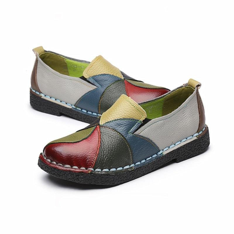 Top layer cowhide -Premium Colorblock Slip-On Work Loafers