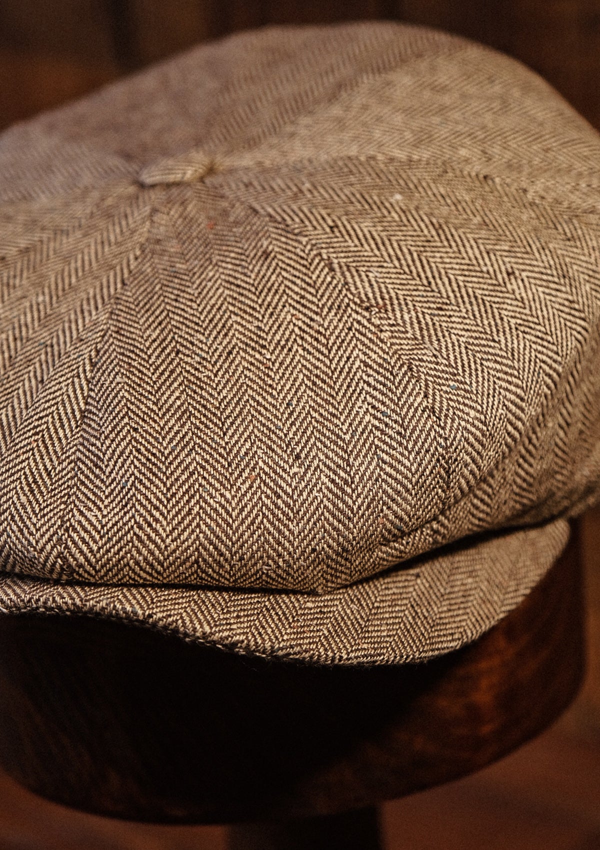 Ridgmount Baker Boy - (Narrow Width) Sand Herringbone Pure Silk