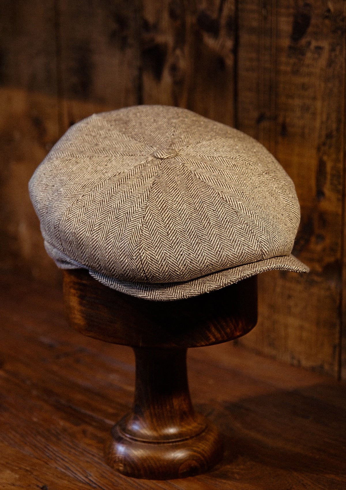 Ridgmount Baker Boy - (Narrow Width) Sand Herringbone Pure Silk