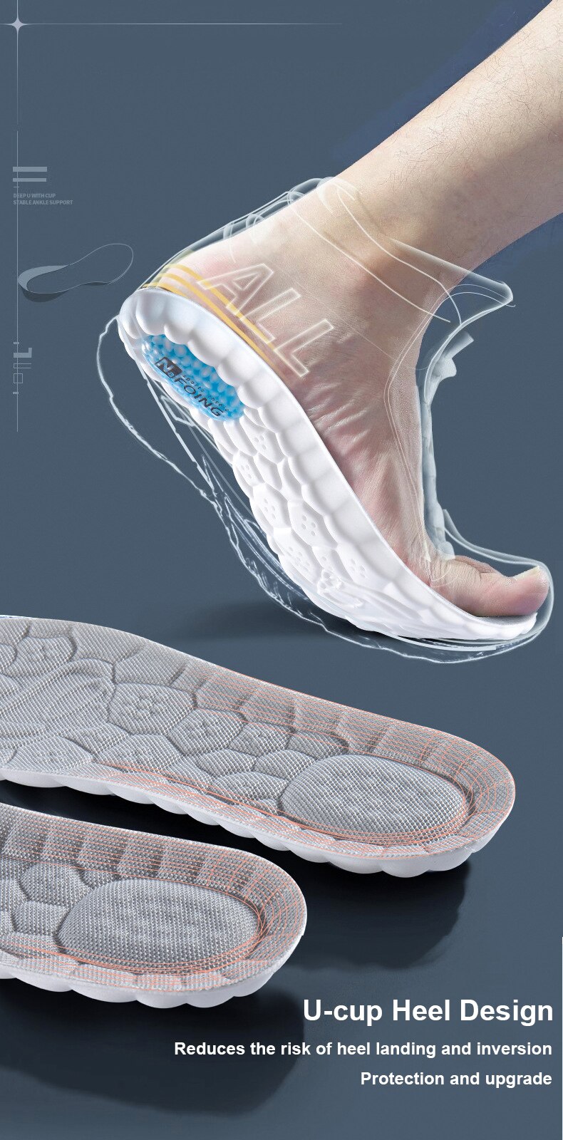 Sport Insoles, Shock Absorption Deodorant Breathable Cushion Running Insoles, Orthopedic Insoles