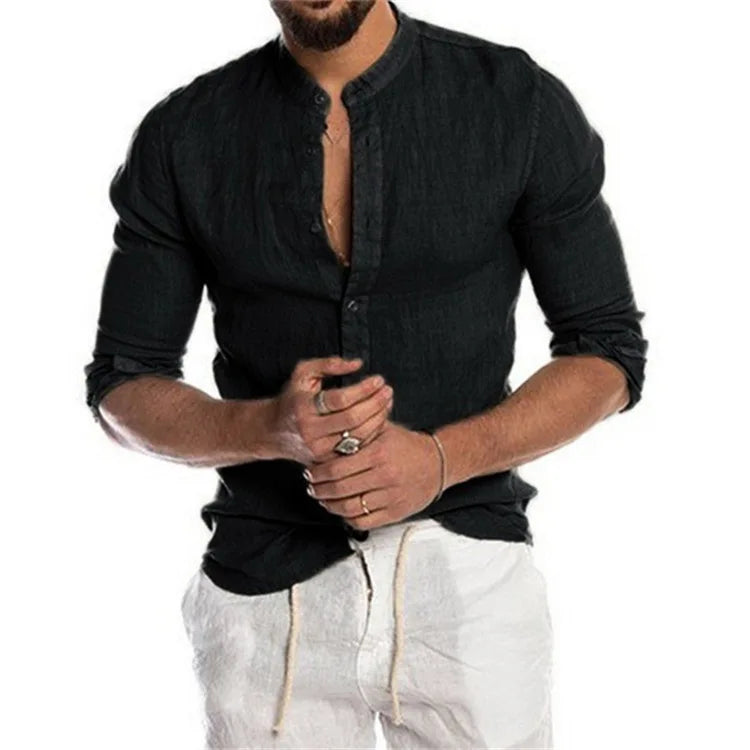 Men's Linen and Cotton Shirt, Breathable Casual Wear with Elegant Design and Modern Fit, Available in Multiple Colors and Sizes