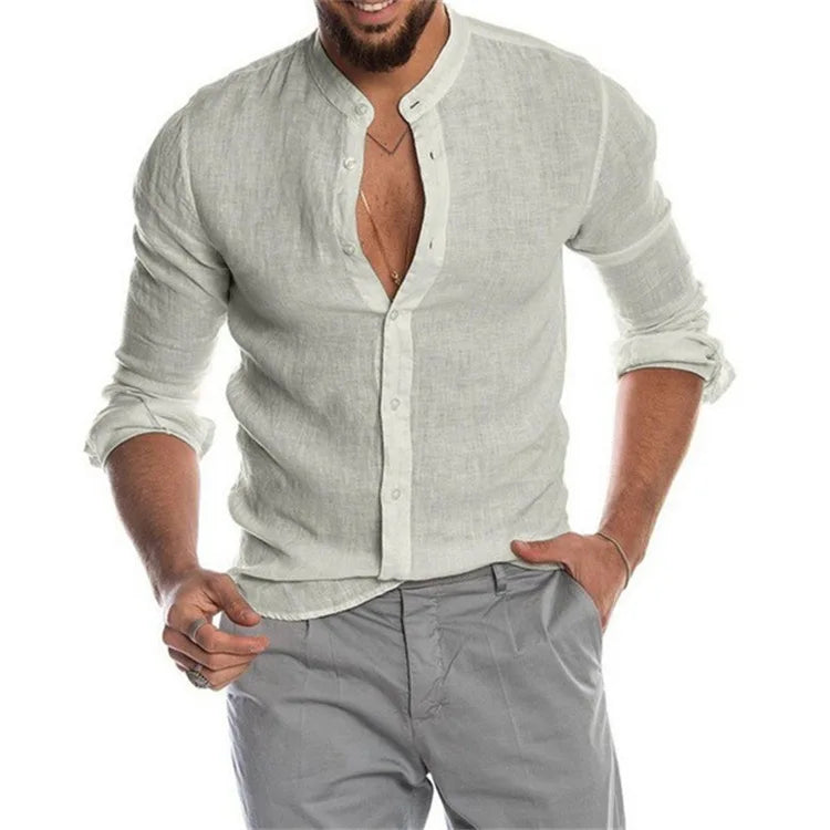Men's Linen and Cotton Shirt, Breathable Casual Wear with Elegant Design and Modern Fit, Available in Multiple Colors and Sizes