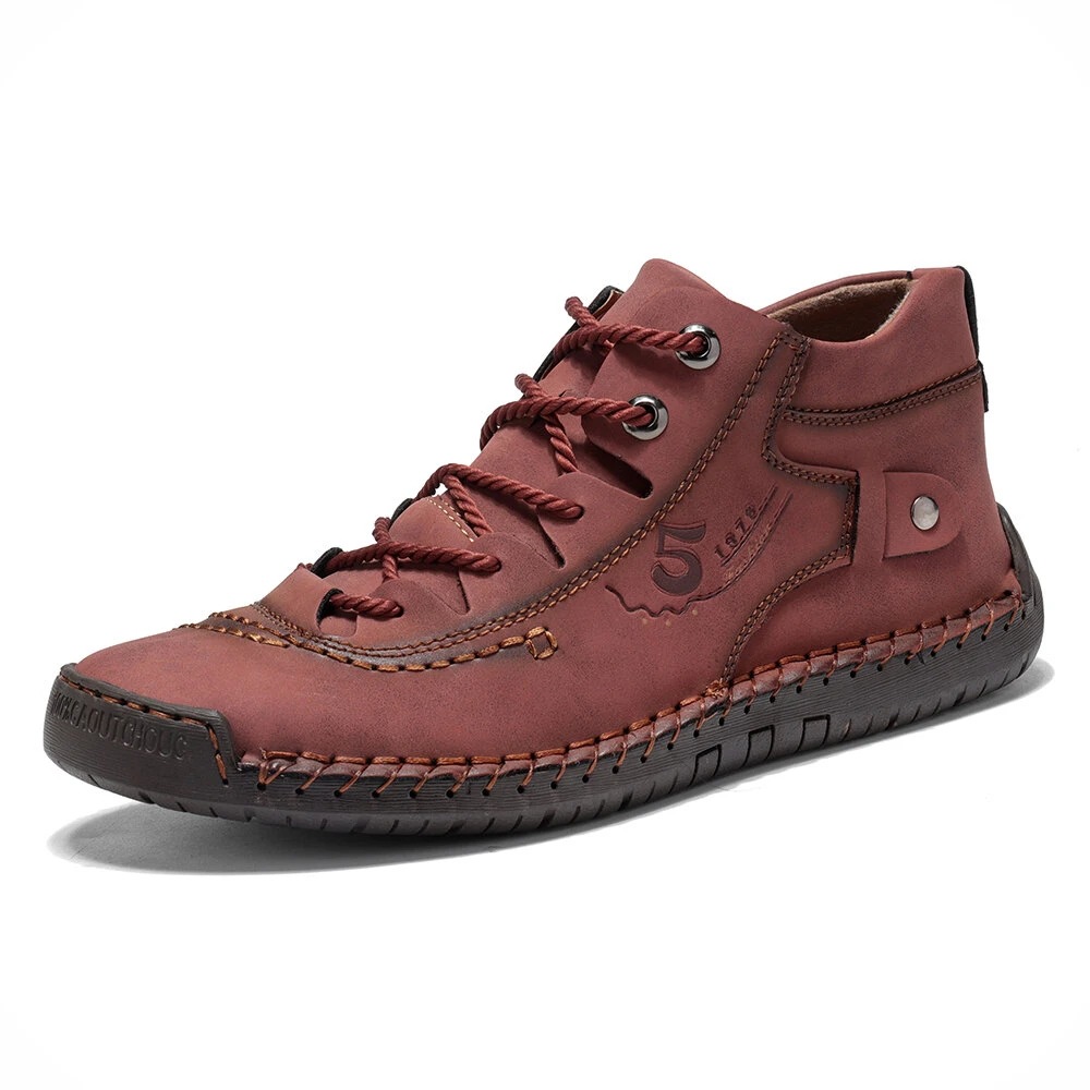 High Shoes - Men Casual Leather Vintage Hand-stitching Ankle Boots