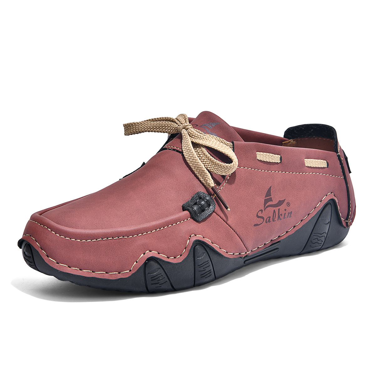 Men's Outdoor Casual Leather Shoes – Wide Toe Box & Cushioned Shock-Absorbing Sole – Designed for All-Day Comfort