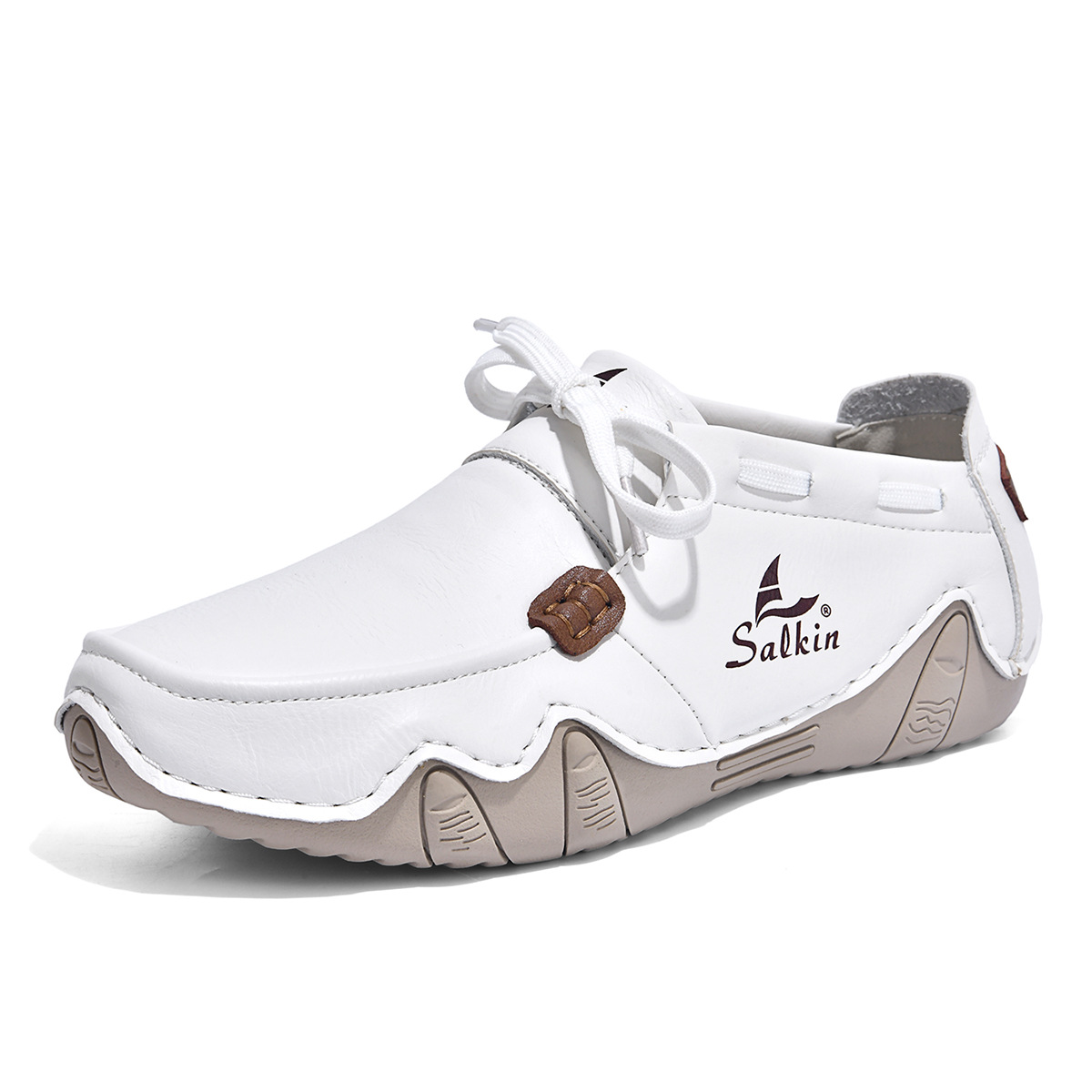 Men's Outdoor Casual Leather Shoes – Wide Toe Box & Cushioned Shock-Absorbing Sole – Designed for All-Day Comfort