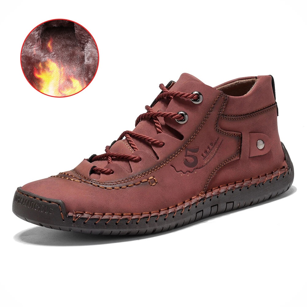 High Shoes - Men Casual Leather Vintage Hand-stitching Ankle Boots