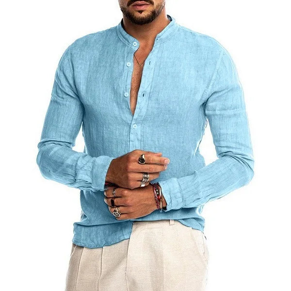 Men's Linen and Cotton Shirt, Breathable Casual Wear with Elegant Design and Modern Fit, Available in Multiple Colors and Sizes