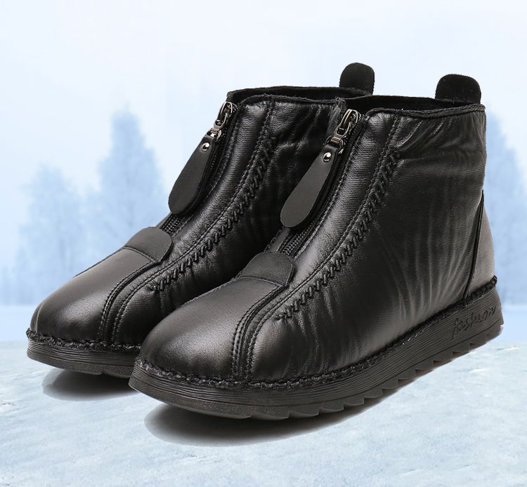 Women's Soft Leather Winter Warm Non-Slip Shoes Boots