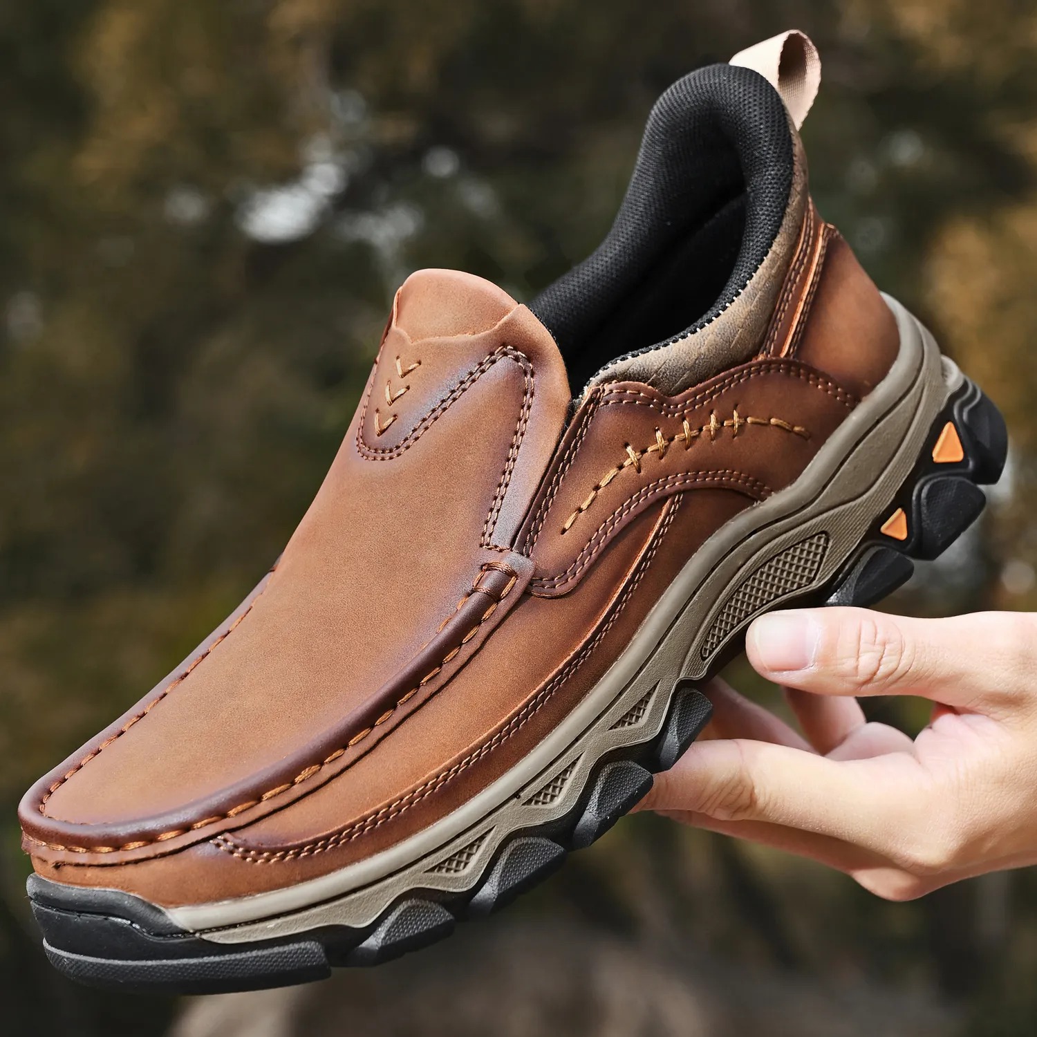 2025 New Men's Comfortable Hands-Free Genuine Leather Slip On Loafers