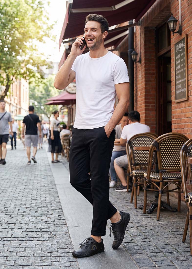 欧美街拍皮鞋男子