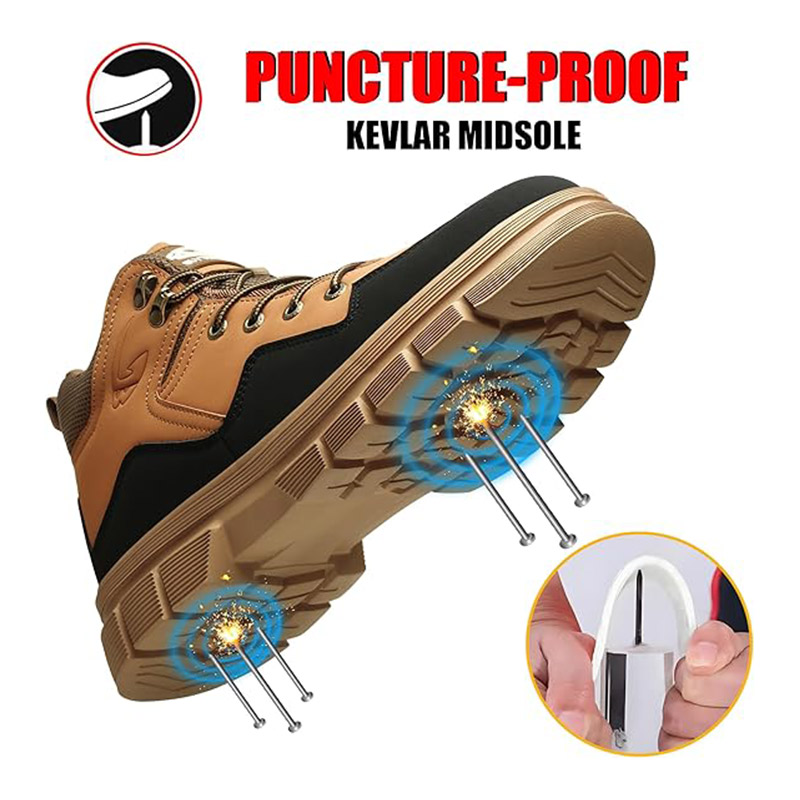 (⏰Limited Time Sale 70% OFF) Men's Steel Toe Work Safety Boots - Waterproof, Slip-resistant, Puncture-resistant, Smash-resistant - Orthopedic, Arch support, Wide toe, Ankle support