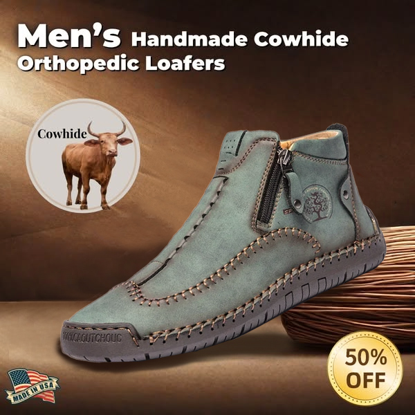 Zipper Plush Ankle Leather Orthopedic Shoes For Men Nonslip Boots