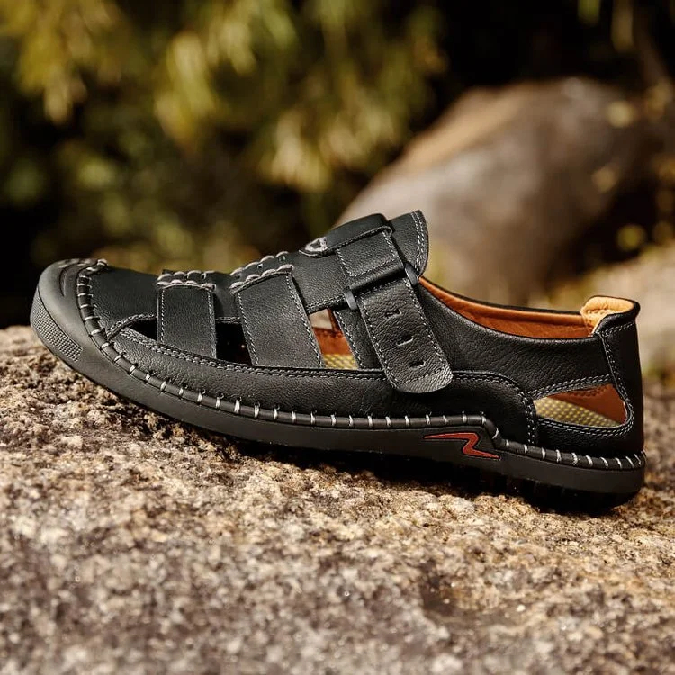 Mens Sport Sandals Closed Toe Outdoor Fisherman Shoes Leather Summer Beach Loafters