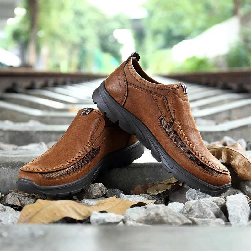 Men Casual Comfy Leather Slip On Loafers