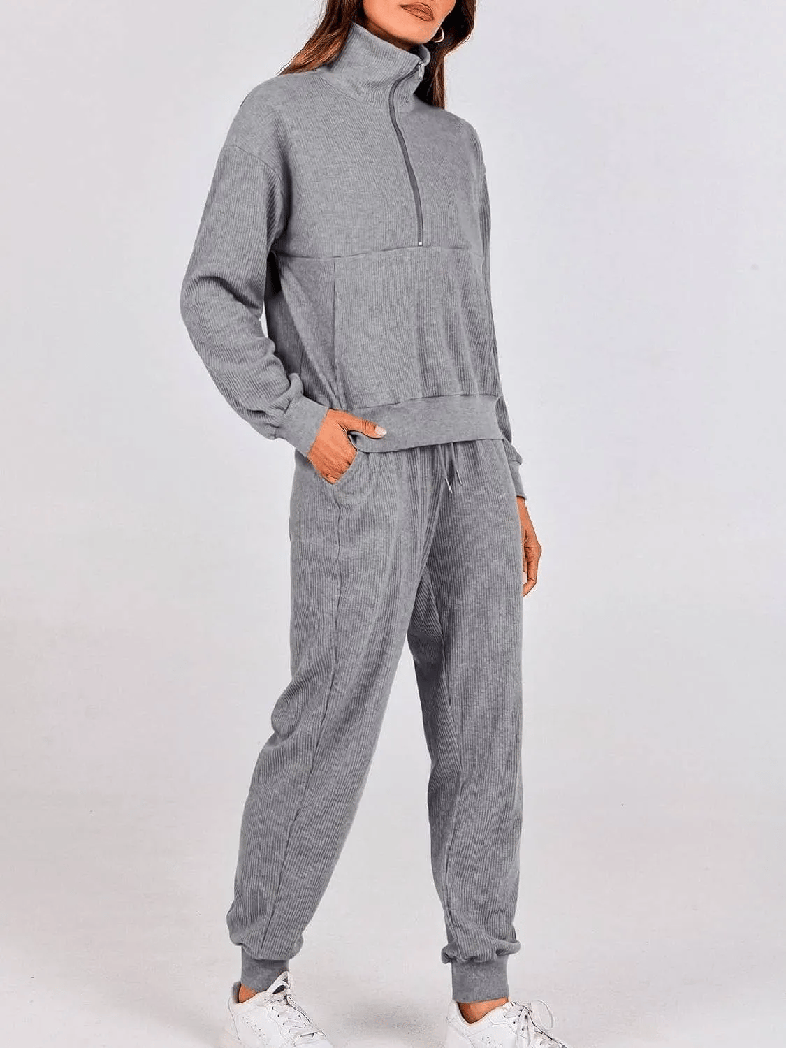 ⏰Hot Sale-Womens 2 Piece Long Sleeve Half Zip Pullover Fall Tracksuit Sweatsuits Set(Buy 2 Free Shipping)