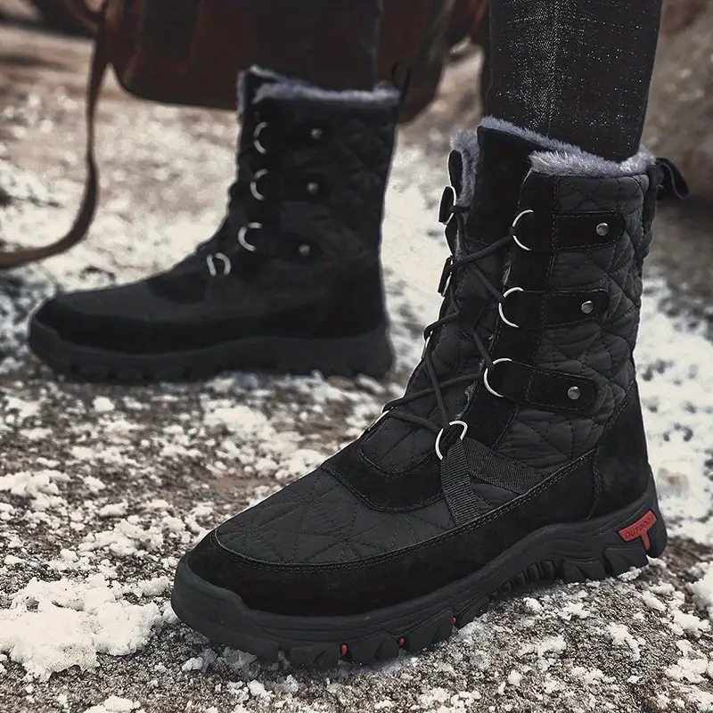 mens mid calf snow boots thermal winter shoes boots casual walking shoes details 1