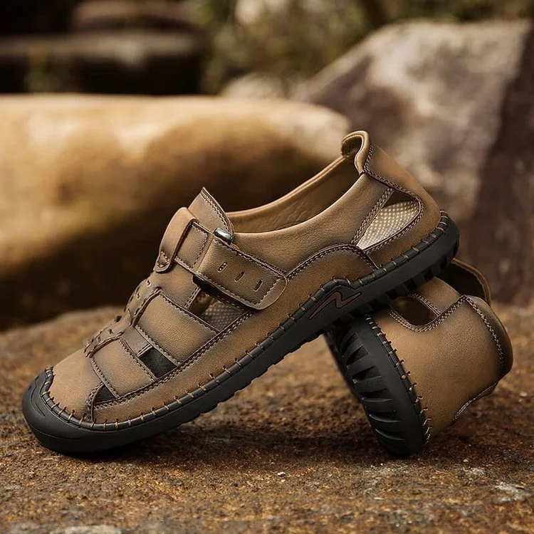 Mens Sport Sandals Closed Toe Outdoor Fisherman Shoes Leather Summer Beach Loafters