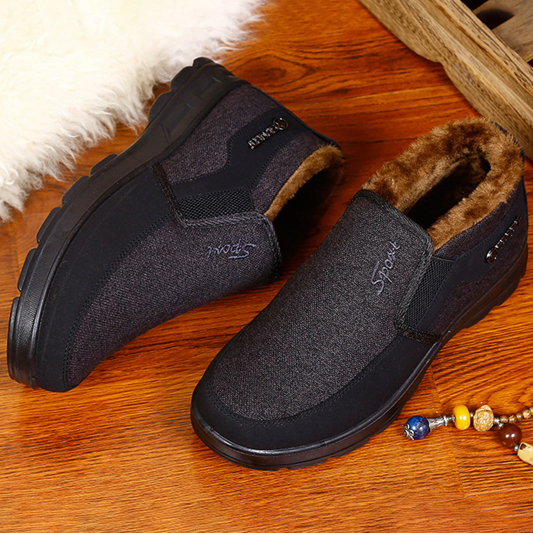 Men's Waterproof Plush Lined Genuine Leather Orthopedic Snow Boot Casual Shoes