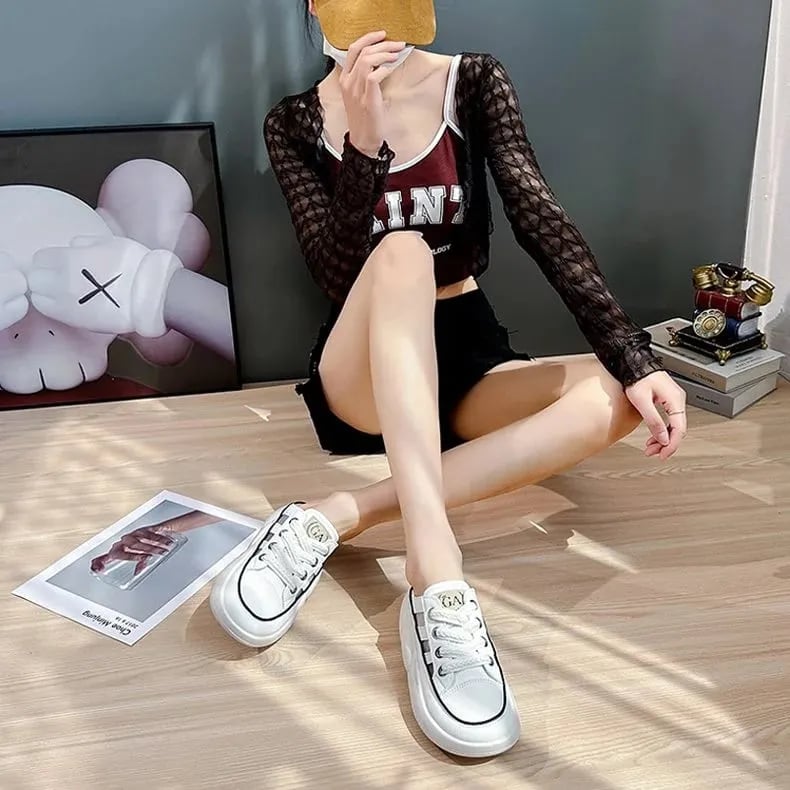 🔥Summer Hot Sale🔥 Women's closed toe half slippers(Increase the height by 4cm)