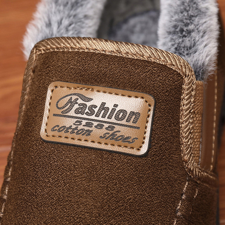 🎉Men's Warm Comfortable Arch Support Waterproof Fleece Cow Leather Snow Boots