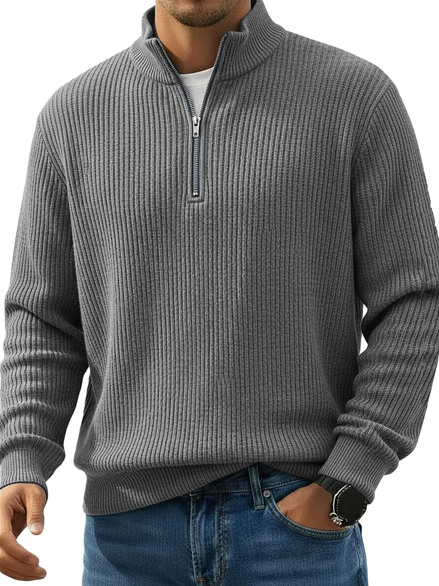 Men's Stylish Casual Stand-up Collar Half-zip Cashmere Sweater
