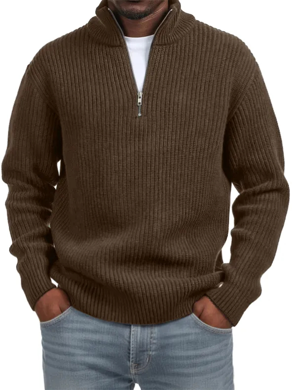🎄CHRISTMAS SALE🎄Men's Casual Simple Quarter Zip Stand Collar Cashmere Sweater