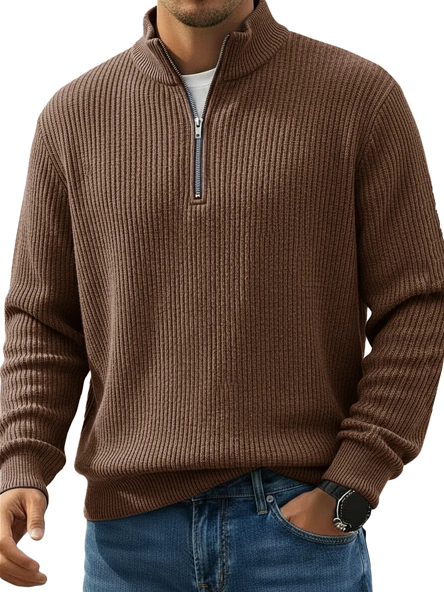 Men's Stylish Casual Stand-up Collar Half-zip Cashmere Sweater