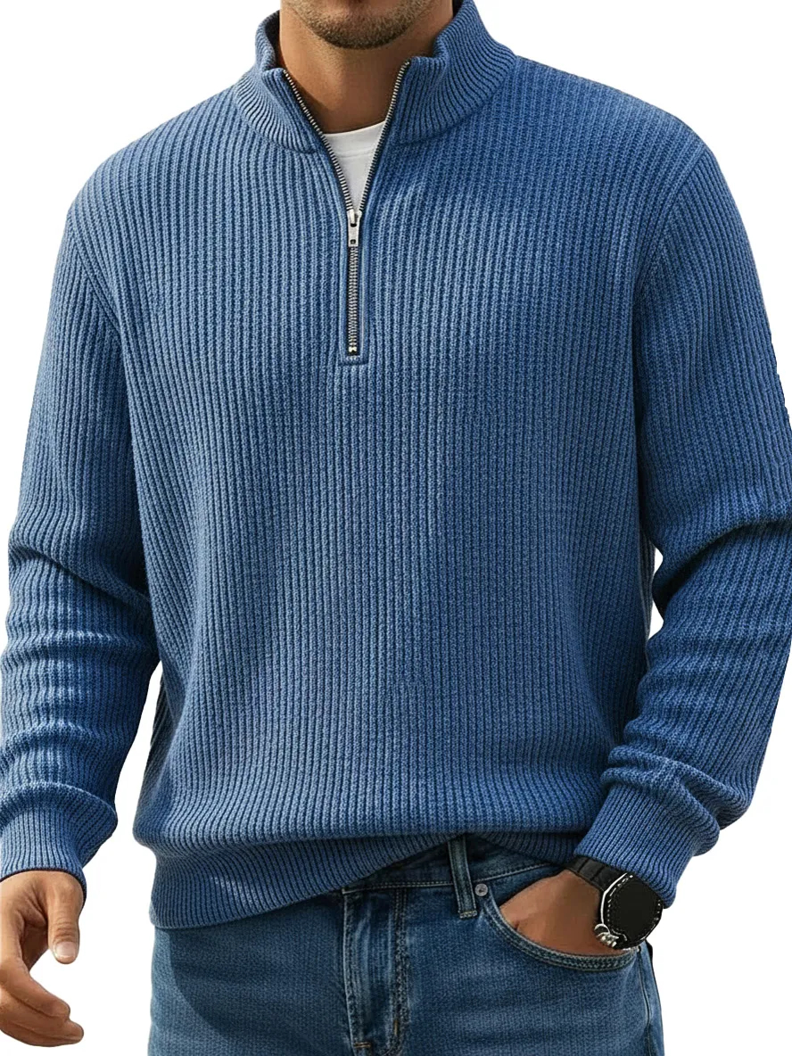 Men's Stylish Casual Stand-up Collar Half-zip Cashmere Sweater