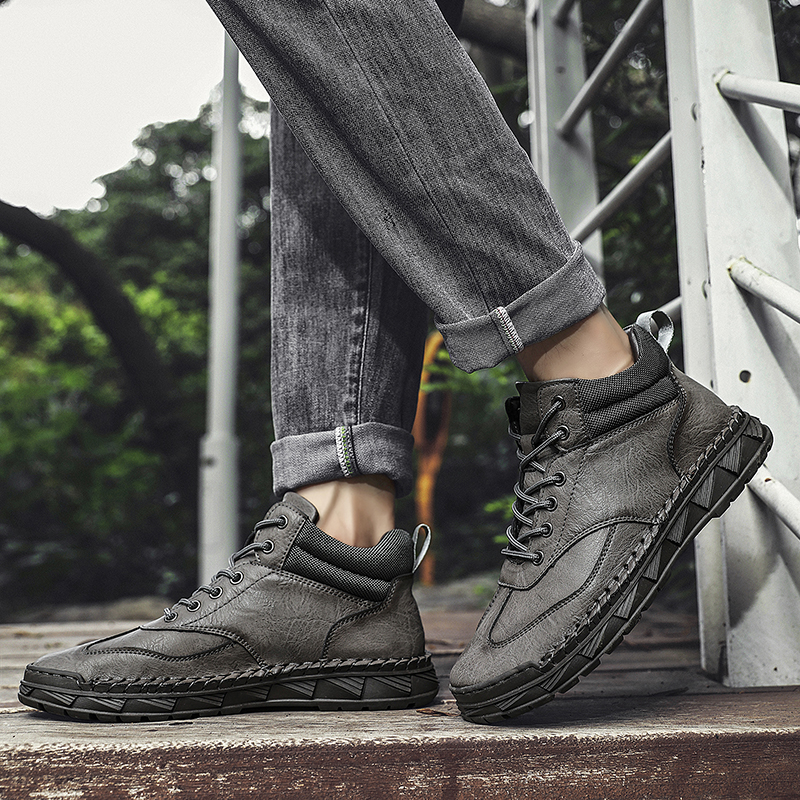 ⏰Limited Time Sale 70% OFF - Men's Handmade Leather Boots - Wide Toe Arch Support Aankle Support