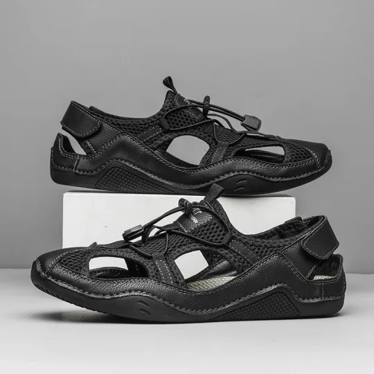 Men's Genuine Leather Non-slip Sandals - Perfect for Outdoor Walking and Hiking in Spring and Summer!