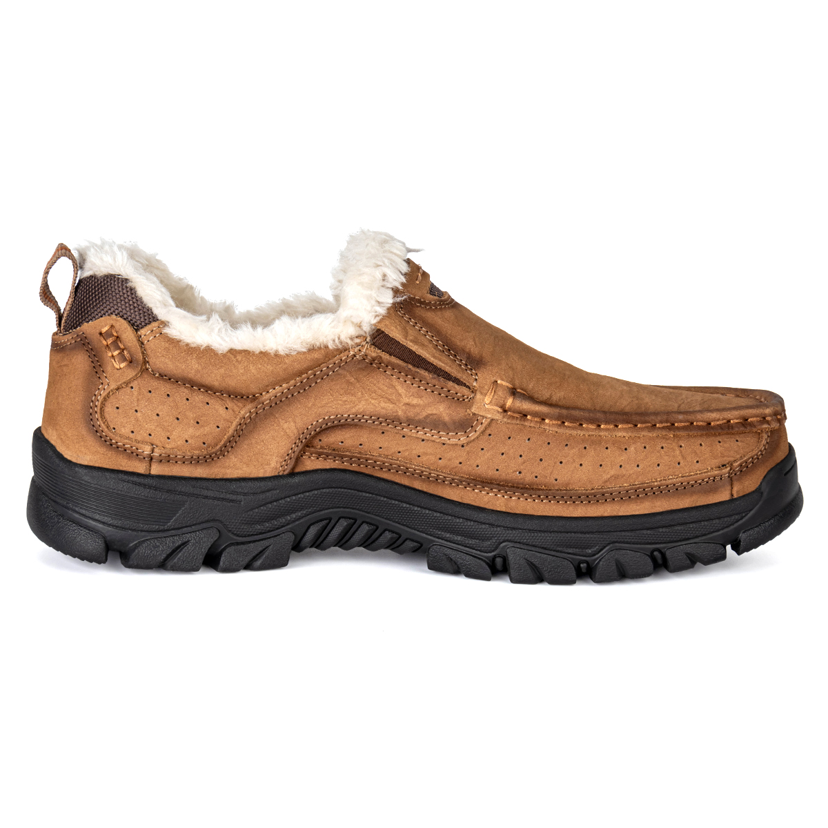 Mens Warm Winter Leather Non-slip Walking Shoes