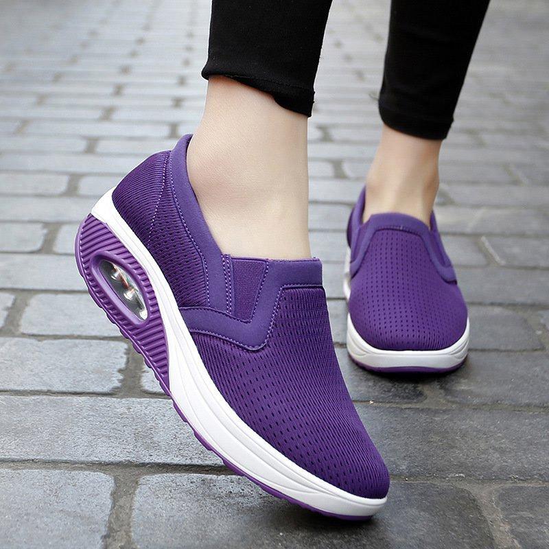 Women's Sporty Platform Fabric Daily Slip-On Walking Sneakers