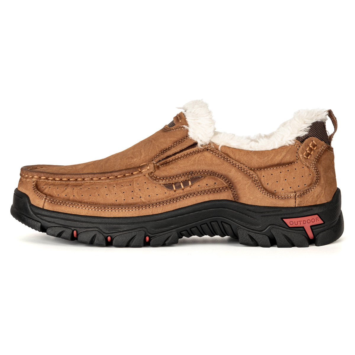 Mens Warm Winter Leather Non-slip Walking Shoes