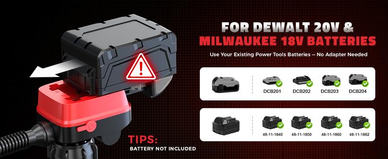 Cordless Fuel Transfer Pump Compatible with DeWalt 20V & Milwaukee 18V Batteries, Battery NOT Included, 3.2 GPM Portable Electric Gas Can Pump with 51'' Hose & 3 Adapters for Diesel Gasoline Oil Water Cordless Fuel Transfer Pump Compatible with DeWalt 20V & Milwaukee 18V Batteries, Battery NOT Included, 3.2 GPM Portable Electric Gas Can Pump with 51'' Hose & 3 Adapters for Diesel Gasoline Oil Water