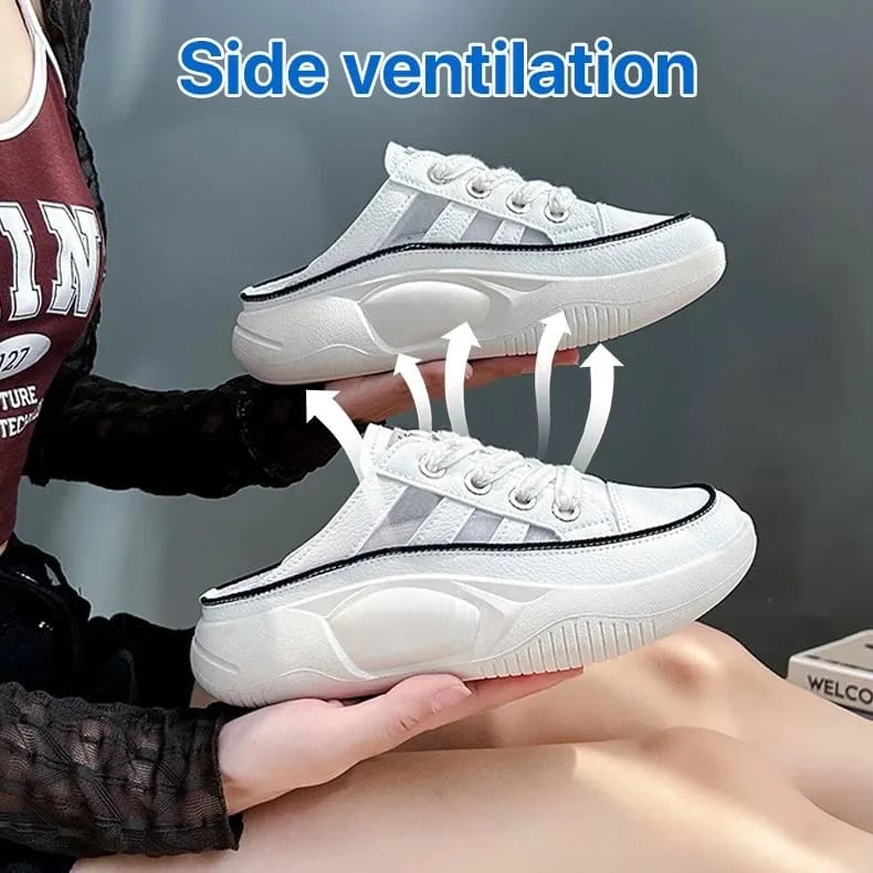 🔥Summer Hot Sale🔥 Women's closed toe half slippers(Increase the height by 4cm)