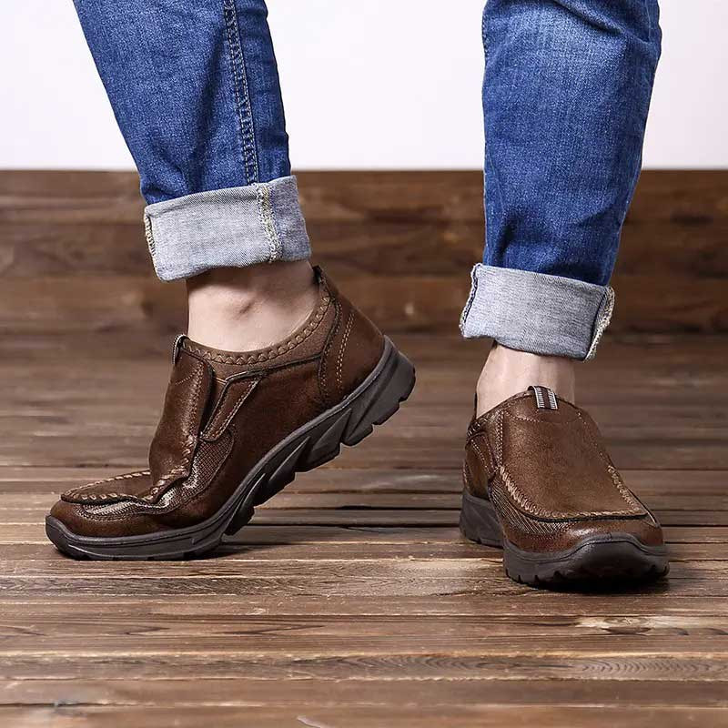 Men Casual Comfy Leather Slip On Loafers