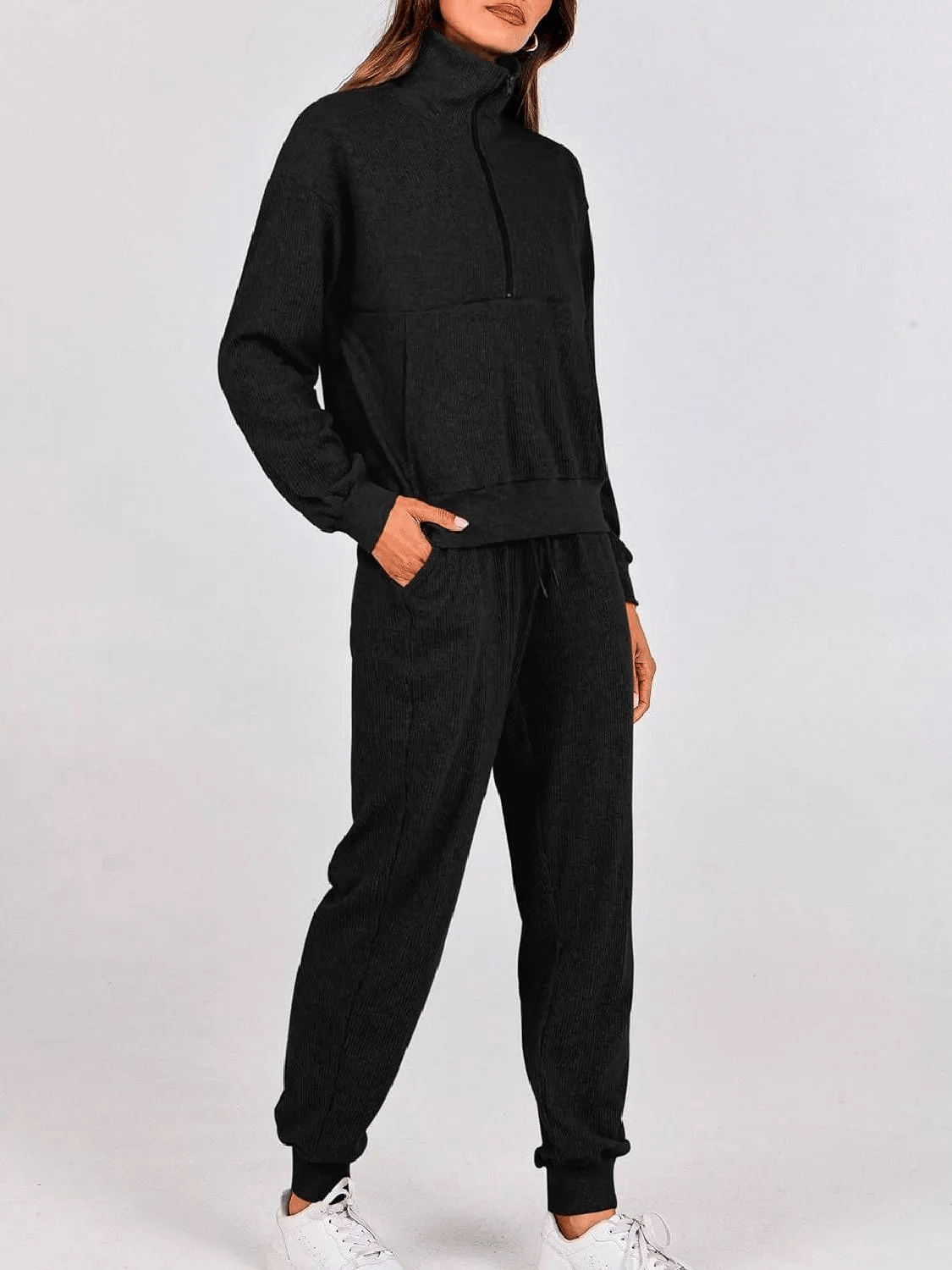 ⏰Hot Sale-Womens 2 Piece Long Sleeve Half Zip Pullover Fall Tracksuit Sweatsuits Set(Buy 2 Free Shipping)